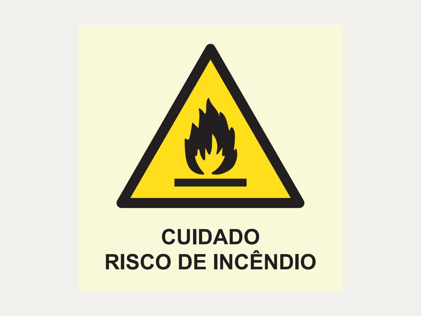 Placa A2 – Cuidado, risco de incêndio, 20 x 20 cm