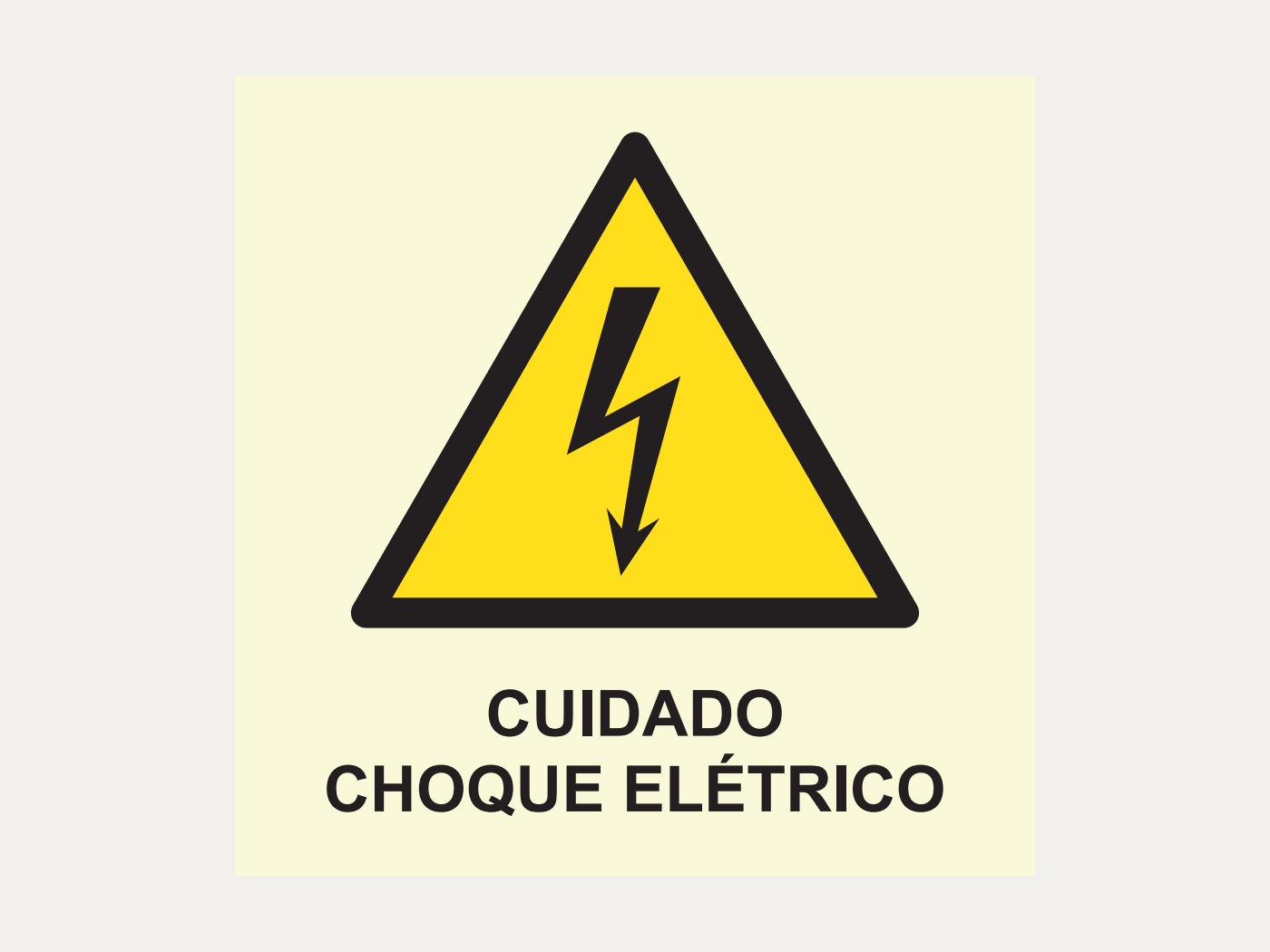 Placa A5 – Cuidado, risco de choque elétrico, 20 x 20 cm