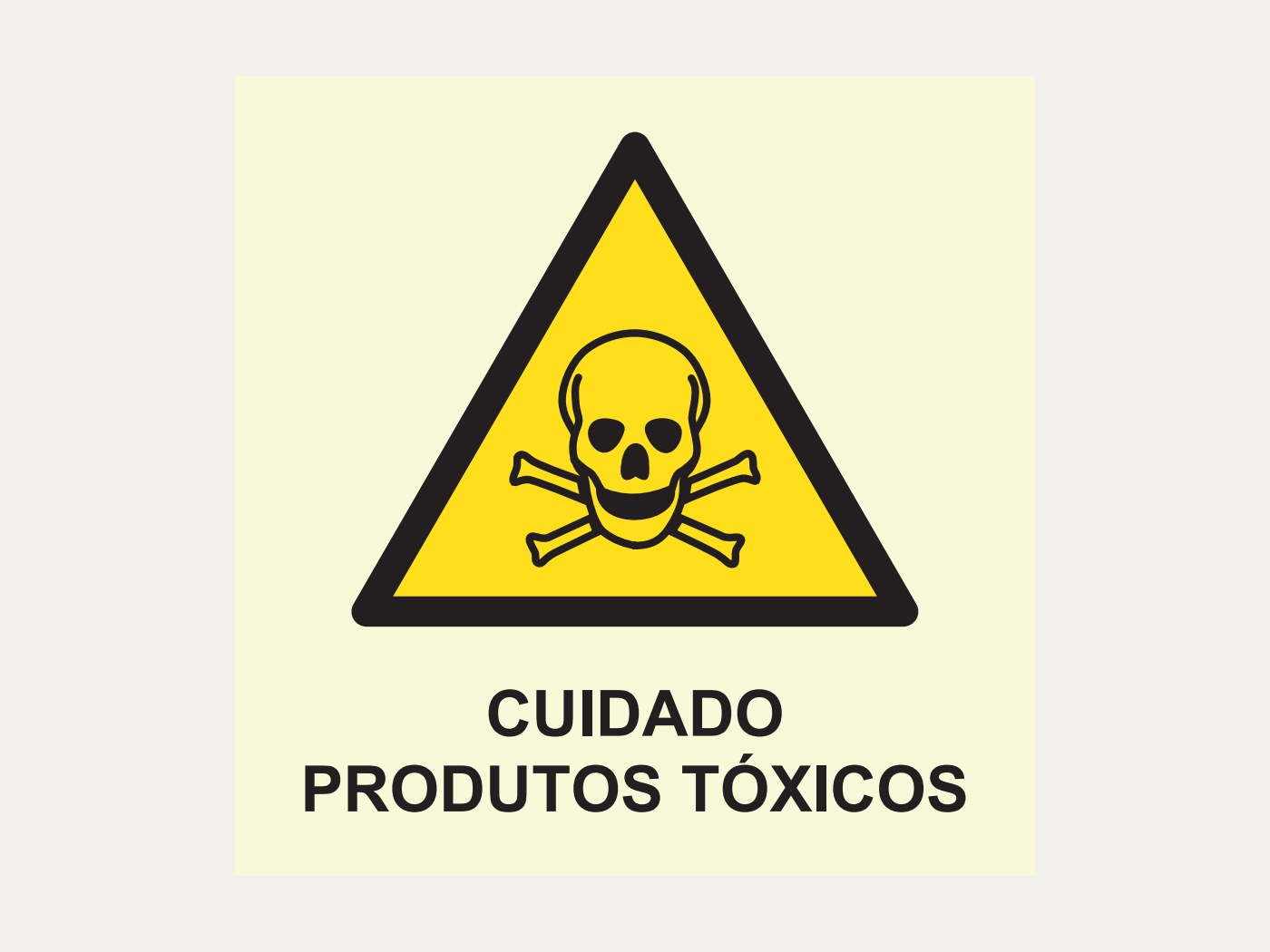 Placa A7 – Cuidado, risco de produtos tóxicos, 20 x 20 cm