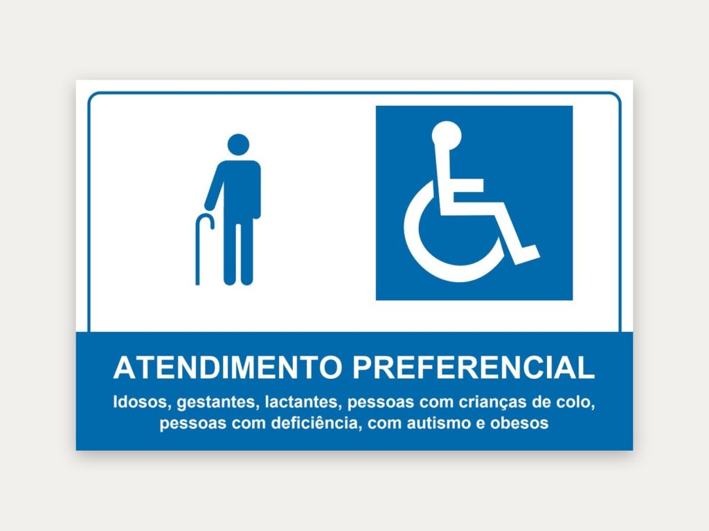 Placa Atendimento preferencial, 30 x 20 cm