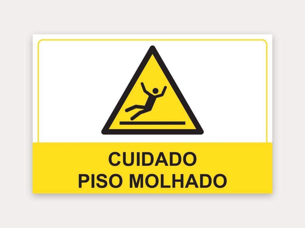 Placa Cuidado, piso molhado, 30 x 20 cm