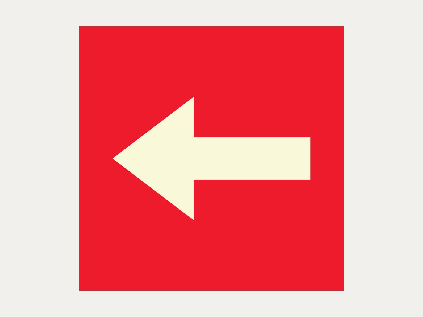 Placa E13 – Seta para a esquerda (equipamento), 15 x 15 cm