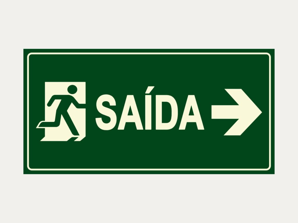 Placa fotoluminescente S13 – Saída com seta à direita, 10 x 20 cm