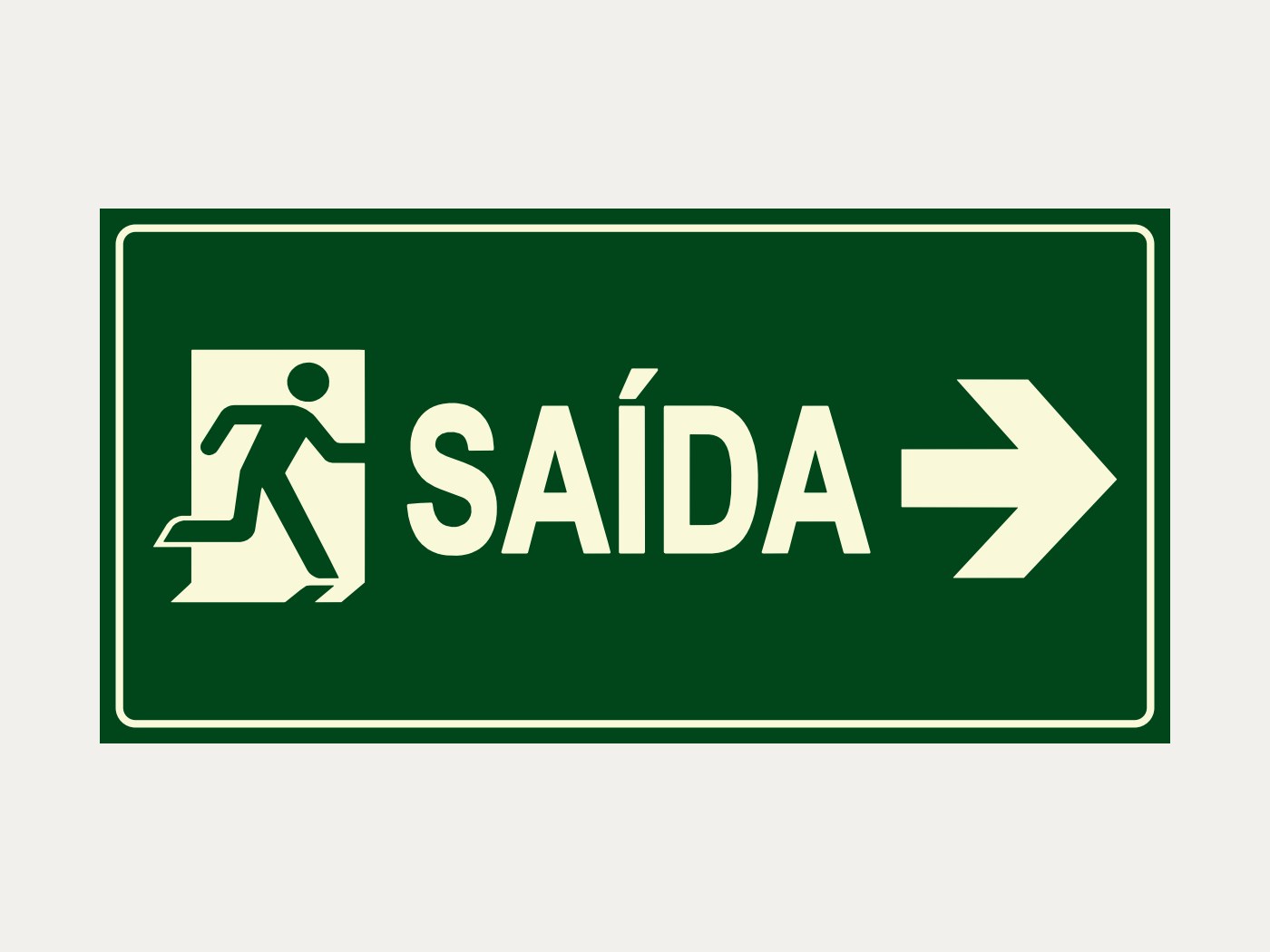 Placa fotoluminescente S13 – Saída com seta à direita, 10 x 20 cm