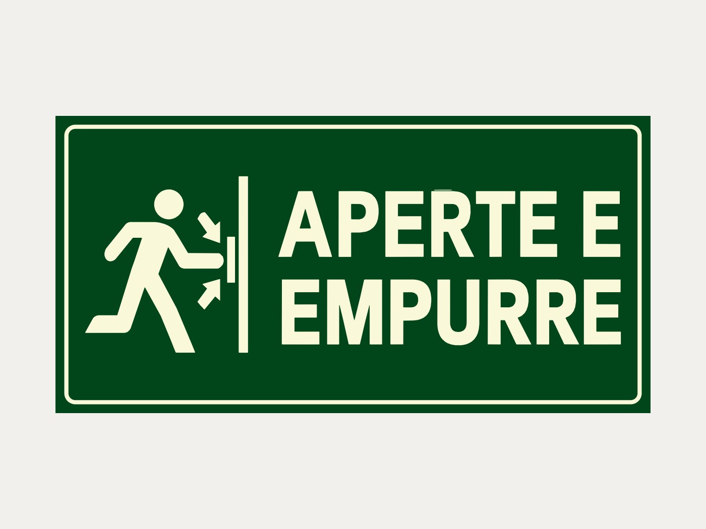 Placa fotoluminescente S18 – Aperte e empurre, 10 x 20 cm