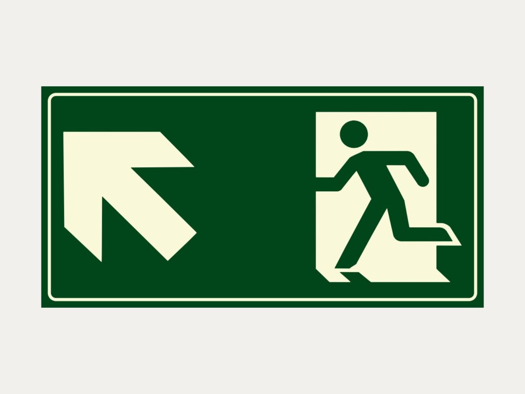 Placa fotoluminescente S5 – Saída na diagonal, para cima à esquerda, 10 x 20 cm
