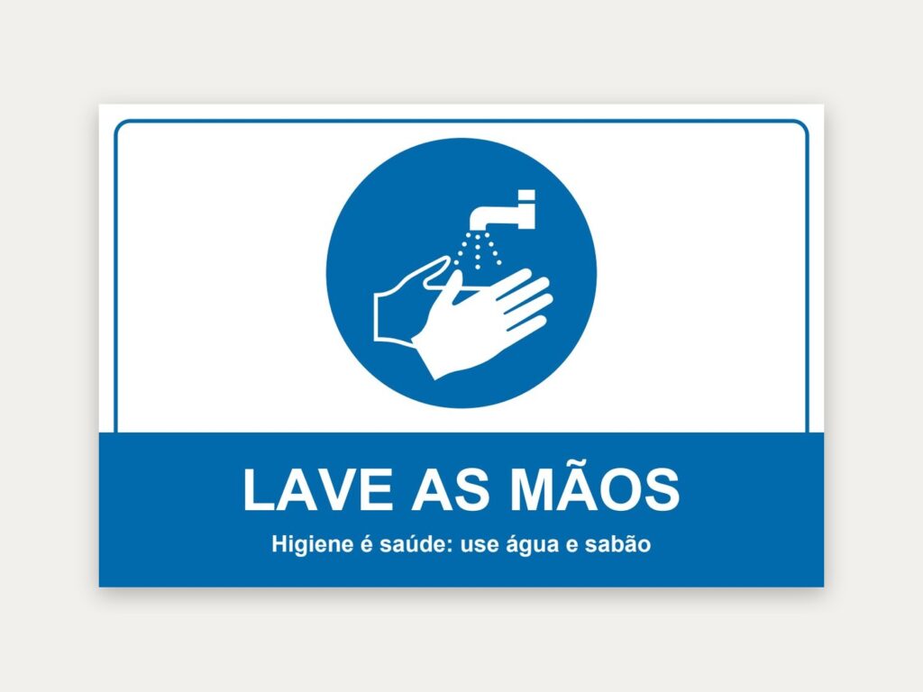 Placa Lave as mãos, 30 x 20 cm