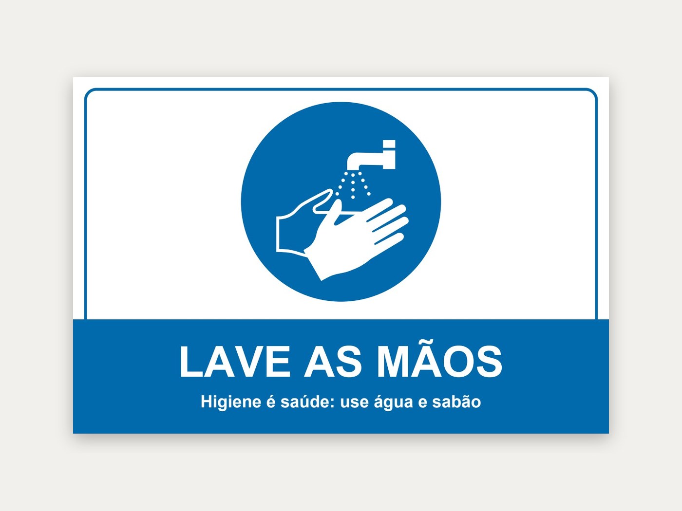 Placa Lave as mãos, 30 x 20 cm