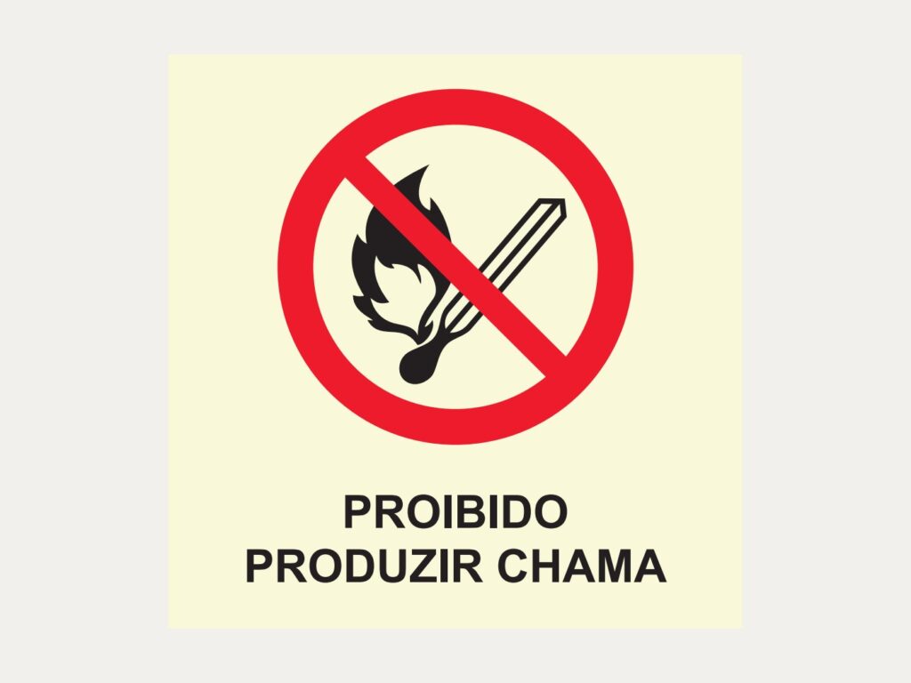 Placa P2 – Proibido produzir chama, 20 x 20 cm