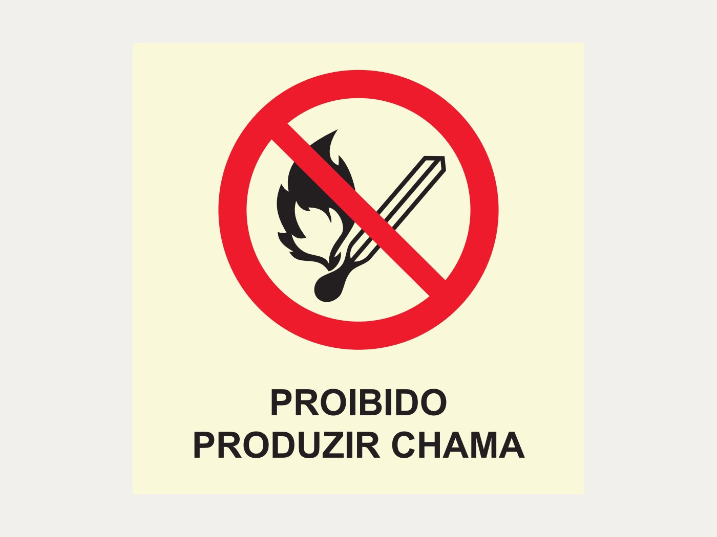 Placa P2 – Proibido produzir chama, 20 x 20 cm