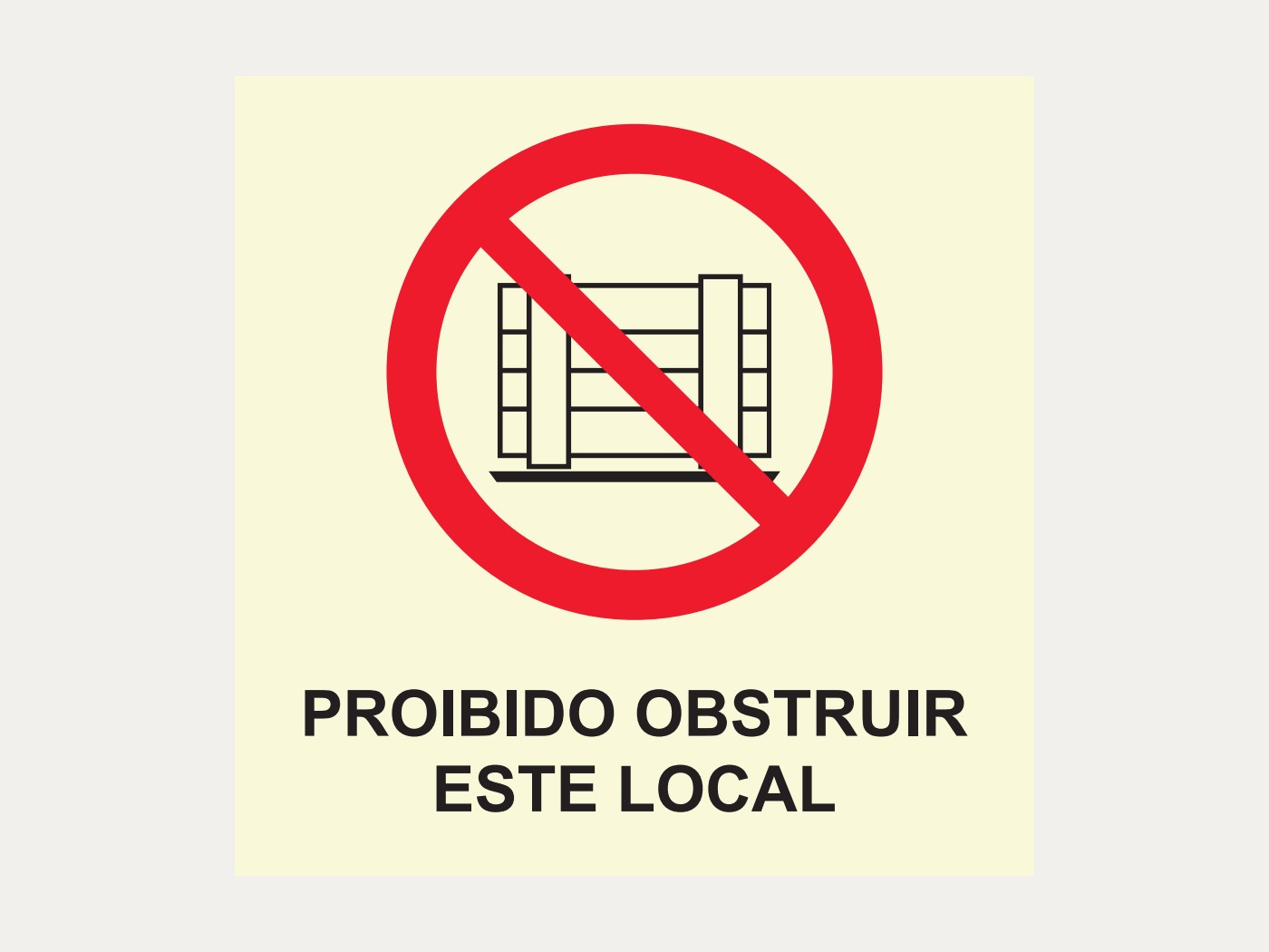 Placa P5 – Proibido obstruir este local, 20 x 20 cm