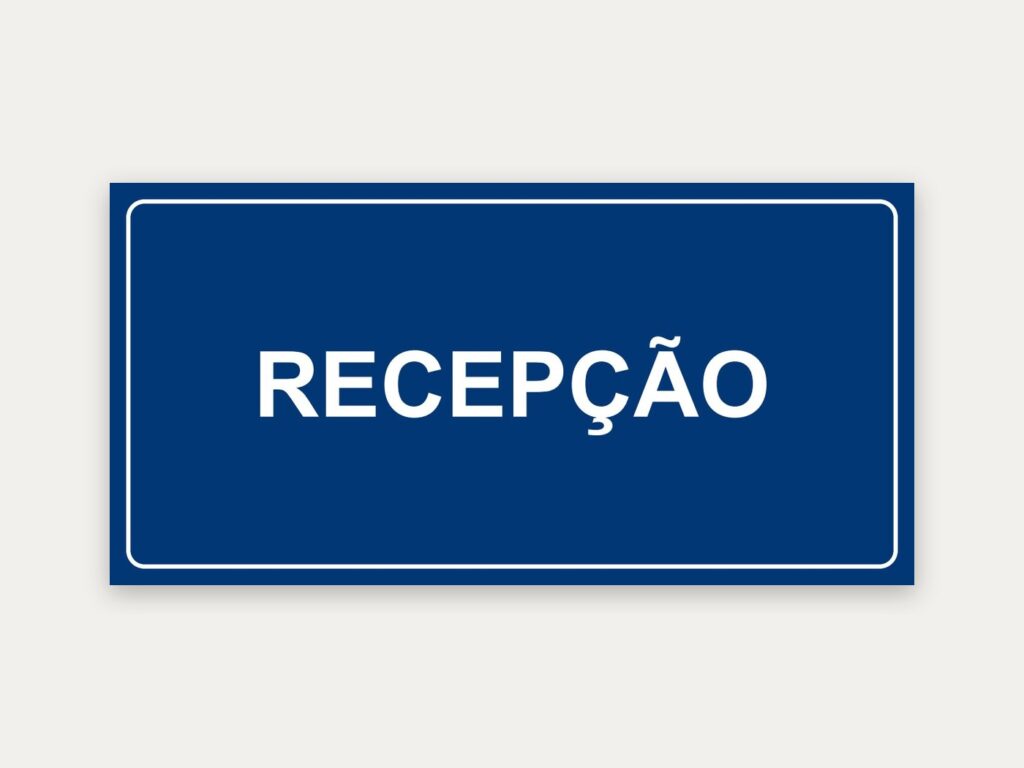Placa Recepção, 20 x 10 cm