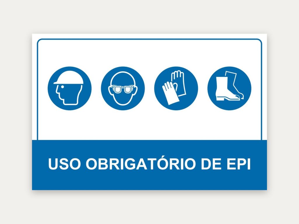 Placa Uso obrigatório de EPI, 30 x 20 cm