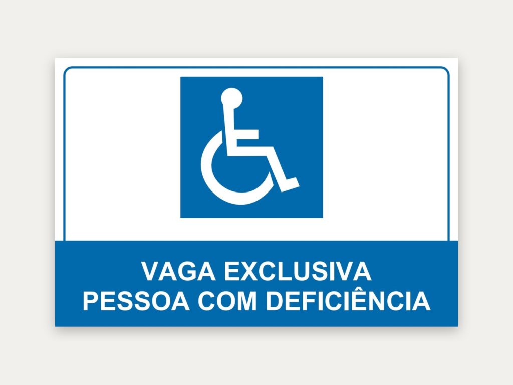 Placa Vaga exclusiva – pessoa com deficiência, 30 x 20 cm